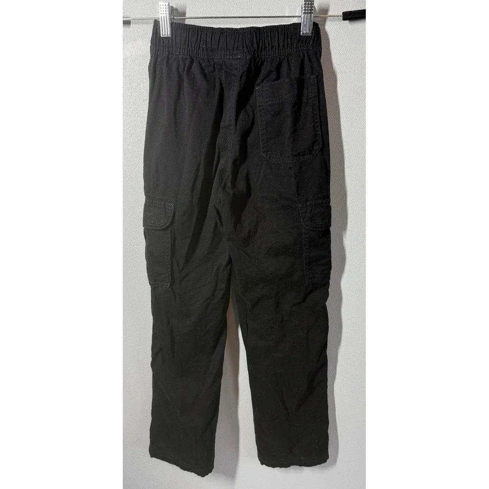 The Childrens Place Boys Cargo Pants 10 Slim Black Adjustable Waist Pockets